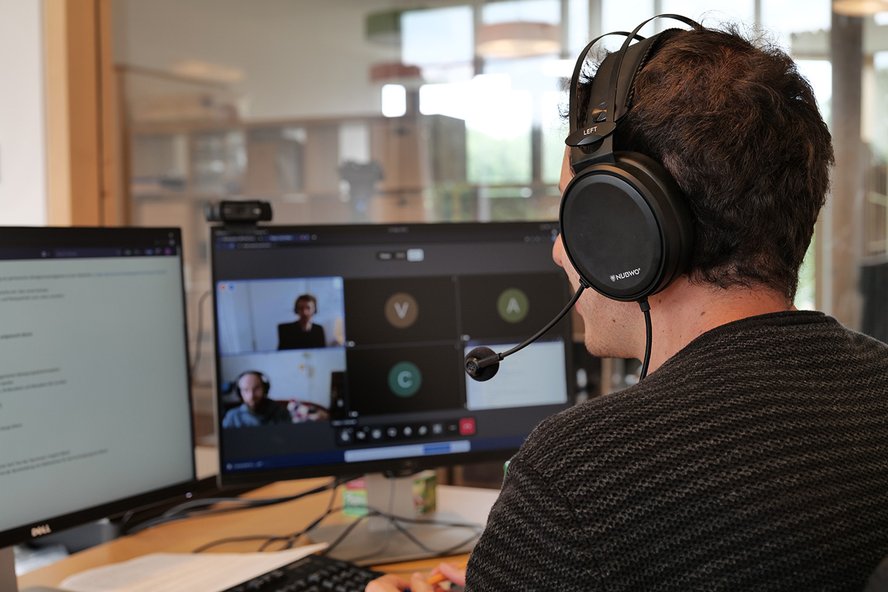 Online conference with colleagues working from home